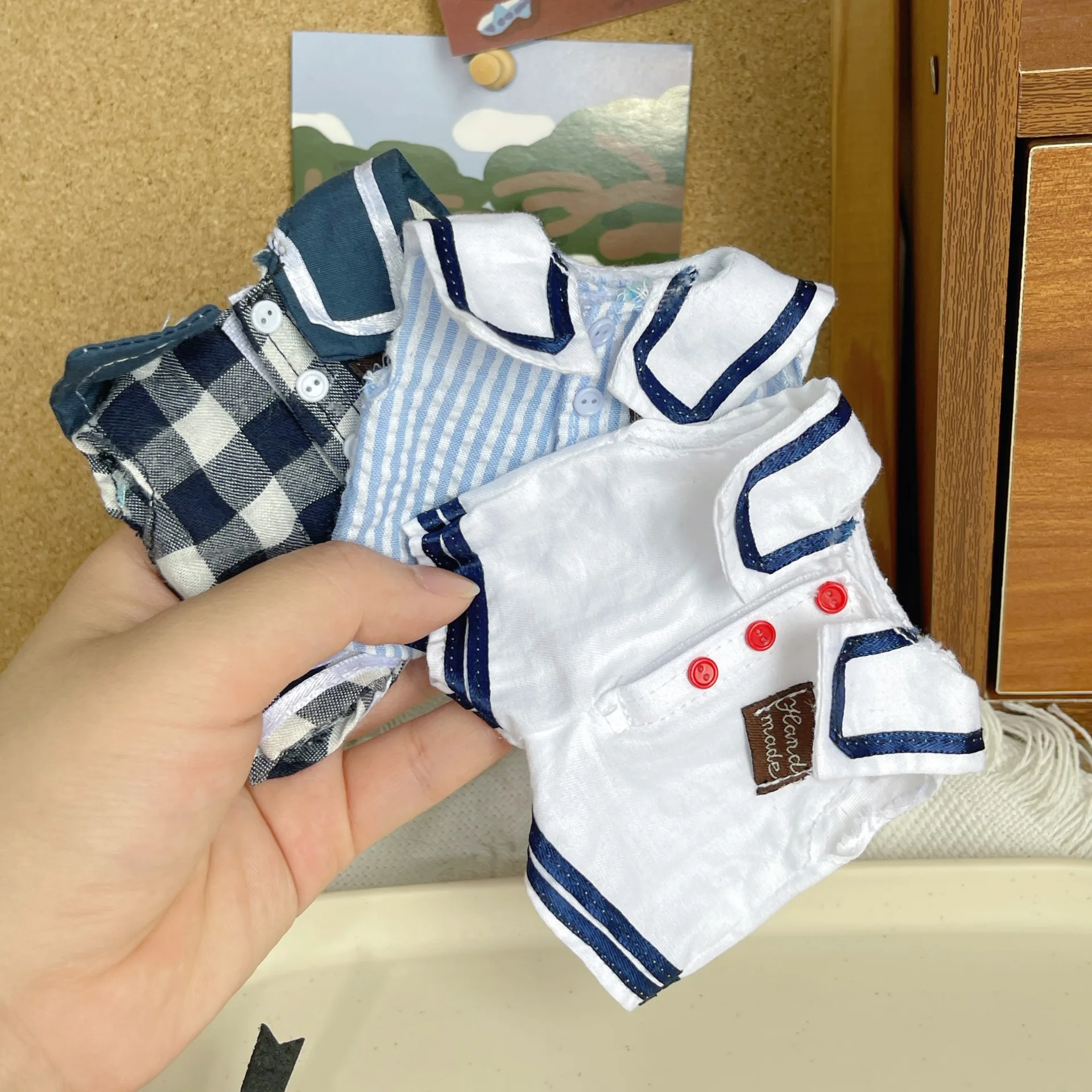 Set di vestiti per bambole Labubu da 17 cm, ciondolo per vestiti per bambole labubu, stile blu scuro Labubu JK