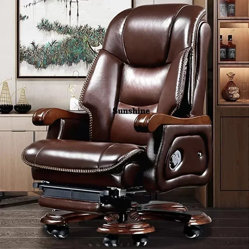 Chinese Boss Chair Business leather CEO Office chair with massage pedal, lie down,ergonomics  FT - view 2