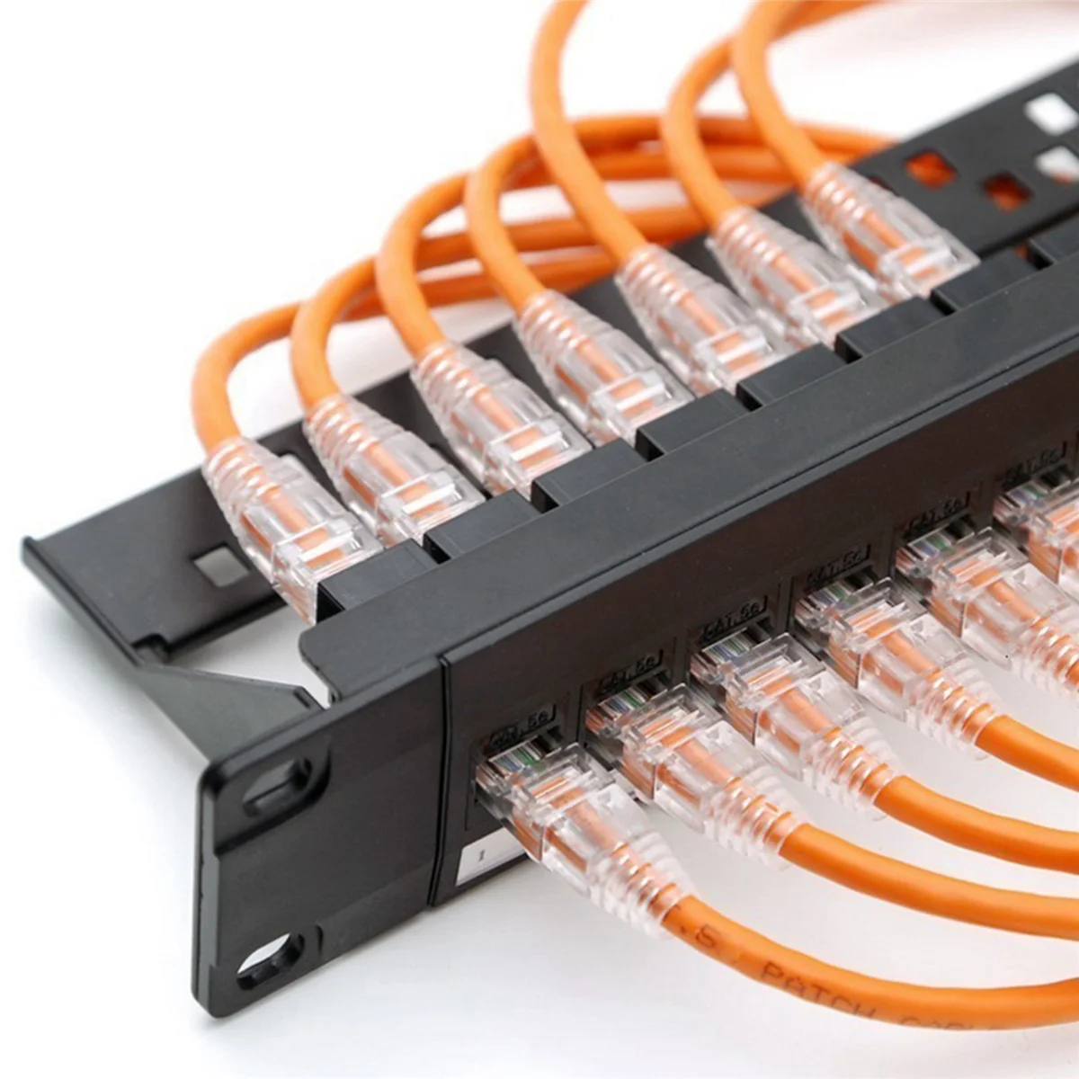 19Inch 1U Cabinet Rack Pass-Through 24 Port CAT6 Patch Panel RJ45 contact port(RJ45 contact port) Modular Frame