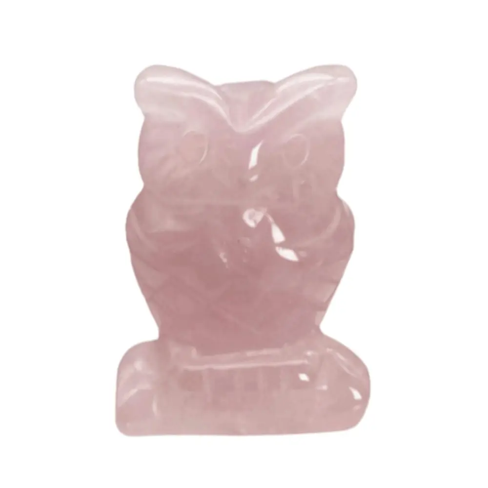 New 2 Inch Owl Figurine Crystal Pink Owl Statue Hand Carved Polished Carved Owl Ornament Desktop Decor