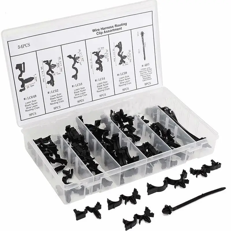 

54 PCS/Lot Durable Wire Loom Routing Clip Wiring Harness Assortment Convoluted Conduit for Gm Car Interior Accessories