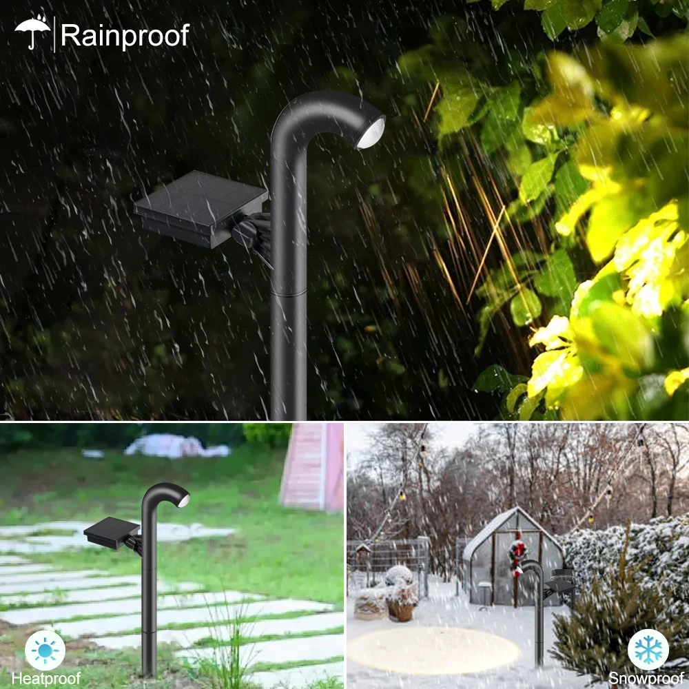 F2 Solar Lamp Outdoor Pathway Light Garden Solar Pathway Landscape Light Bend Shape Walkway Stake Light Lawn Driveway Decor Lamp