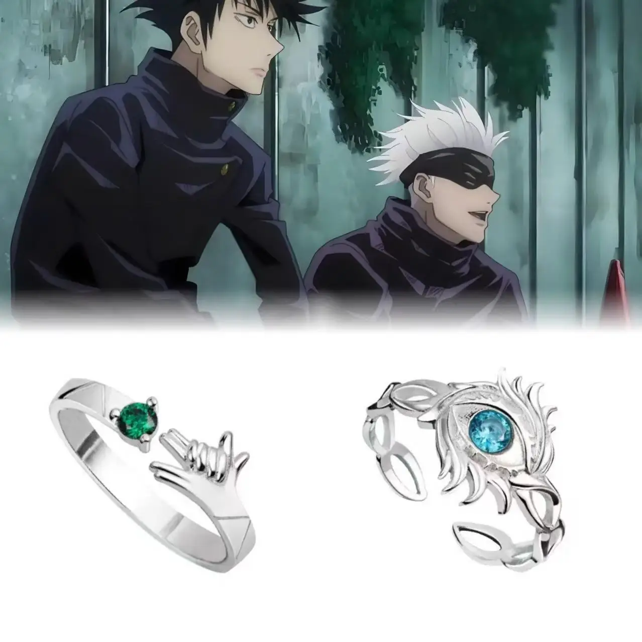 Figuras de Anime juguetes Jujutsu Kaisen anillos Anime figuras de acción de juguete Gojo Satoru Fushiguro Megumi