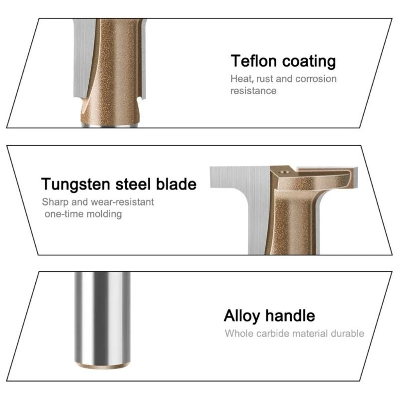 Woodworking Tool T Slot Semi Round Flat Cutter for Accurate Carbon Crystal Board