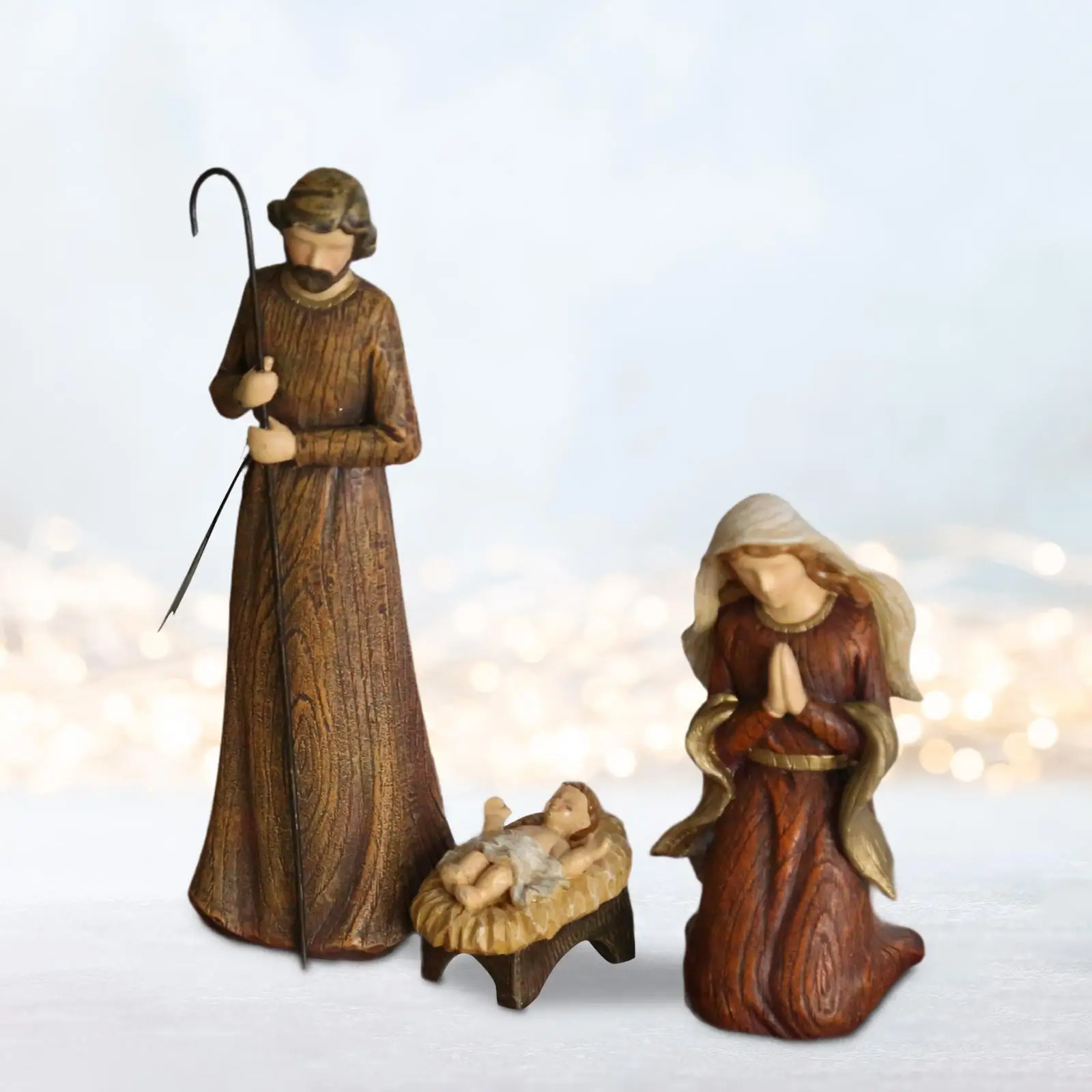 

3Pcs Holy Family Sculpture Collectible Creative Gift Desk Adornment for Bedroom Office Table Centerpiece Housewarming Festival