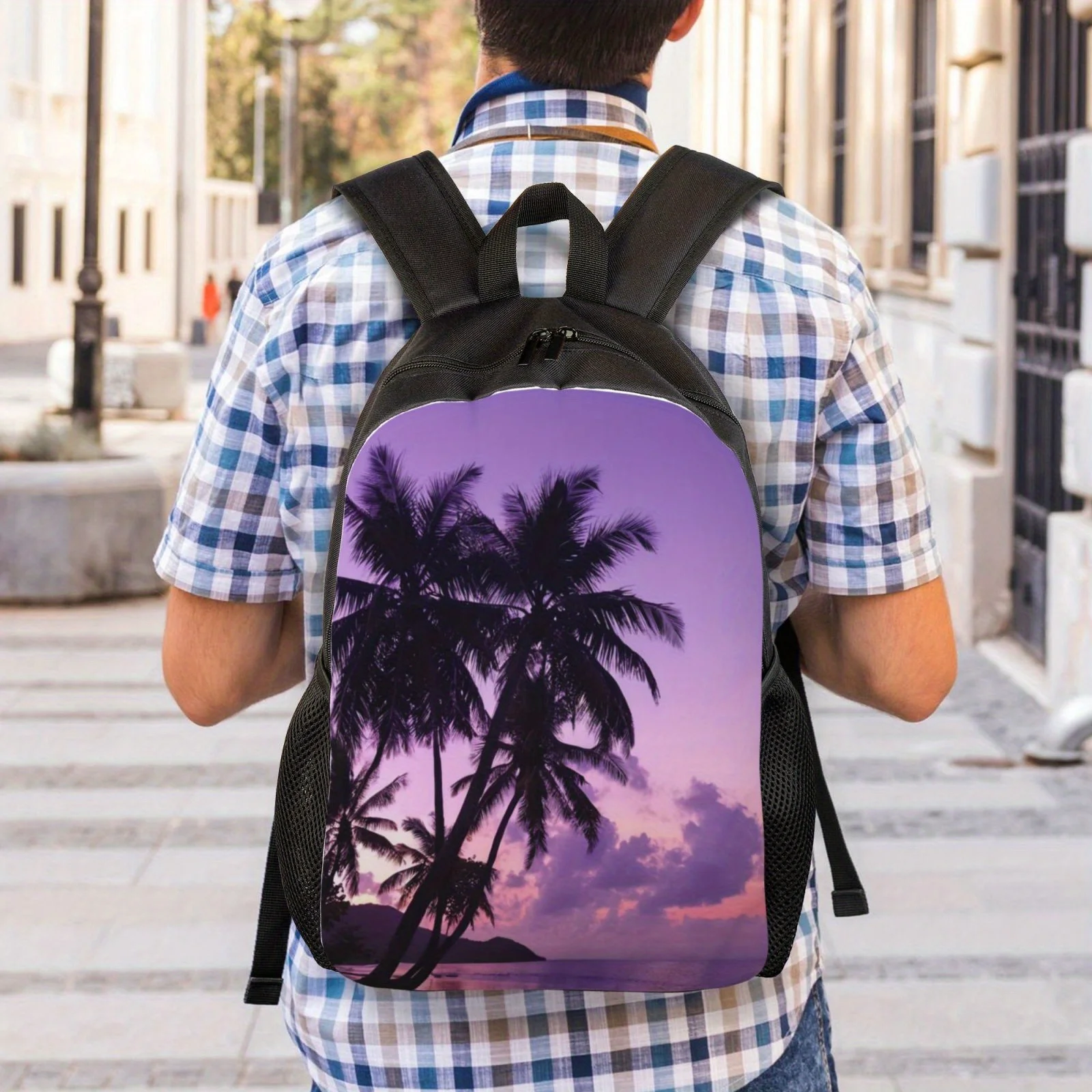 Strand bedrukte rugzak, lichtgewicht casual schooltas voor tienerstudenten, mode-reistas