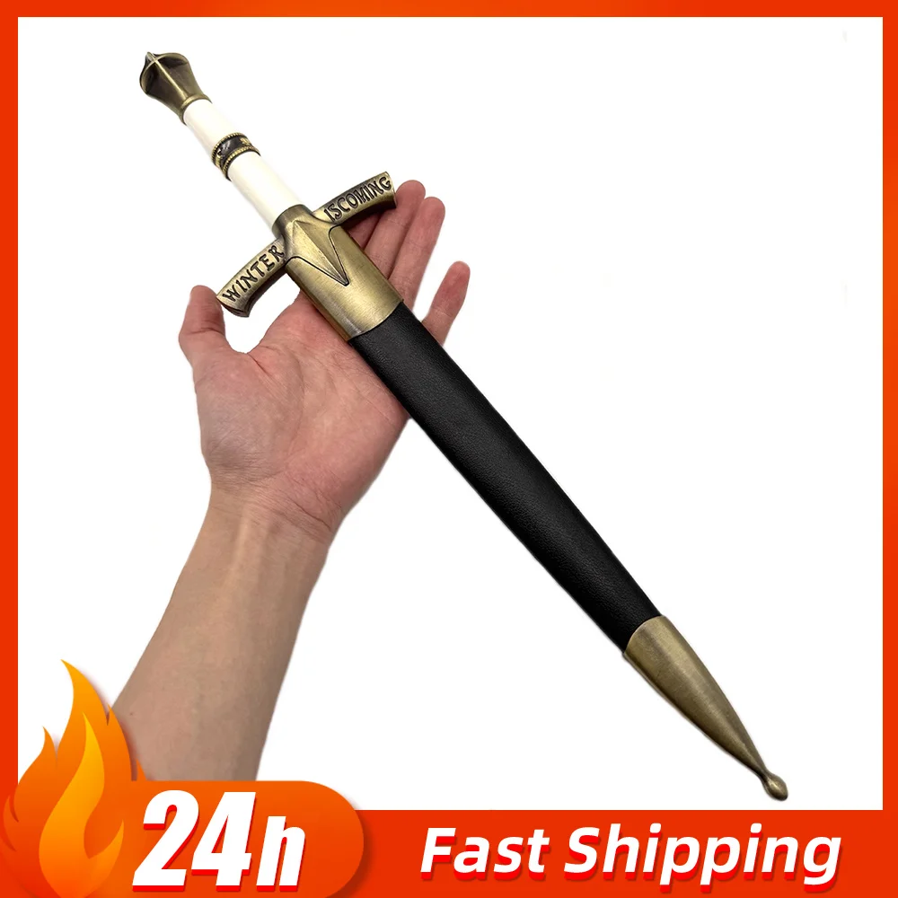 Espada medieval periférica para jogos e filmes, 43cm/16,93 polegadas, adereços para cosplay, ornamento colecionável de mesa não afiado, brinquedo para presente de menino