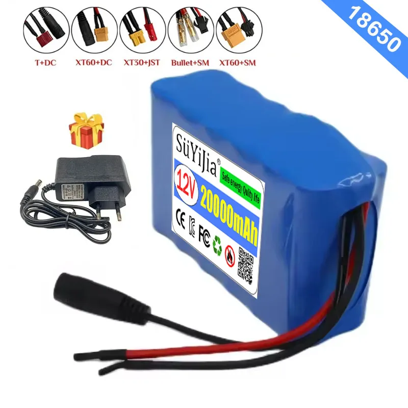12V 20Ah 3s4p Battery Pack 18650 Lithium Ion 12V 20000mAh DC12.6V Super Large Capacity Rechargeable Battery with BMS + Charger