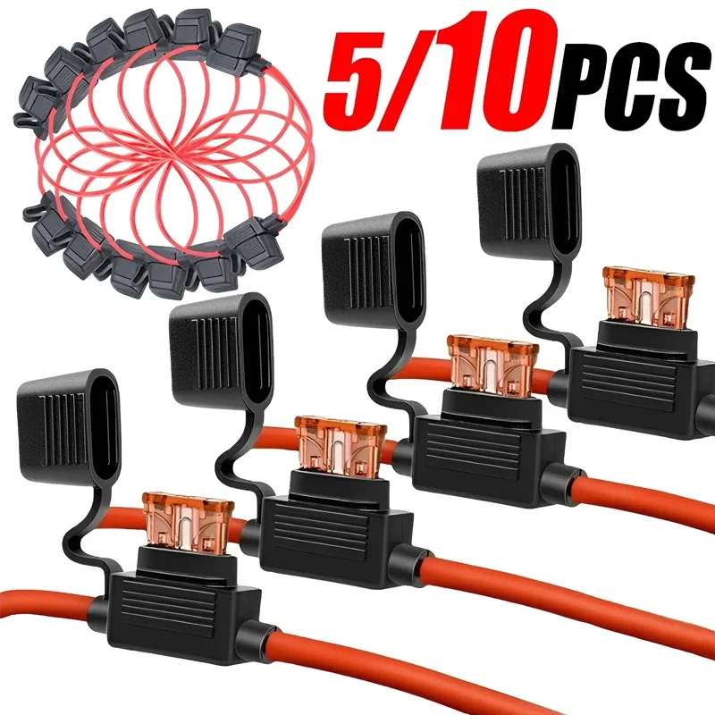 Car Fuse Socket Splash Proof Tandem 12V 30A Car Mini Blade Fuse Holder Fuses Car Fuse Replacement Accessories 5-10 Pieces