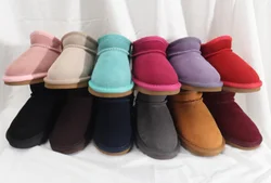 Nuevas botas de nieve de pelusa gruesas de lujo, botas clásicas Ultra Mini cálidas de diseñador en el tobillo, zapatos cómodos de invierno para niños