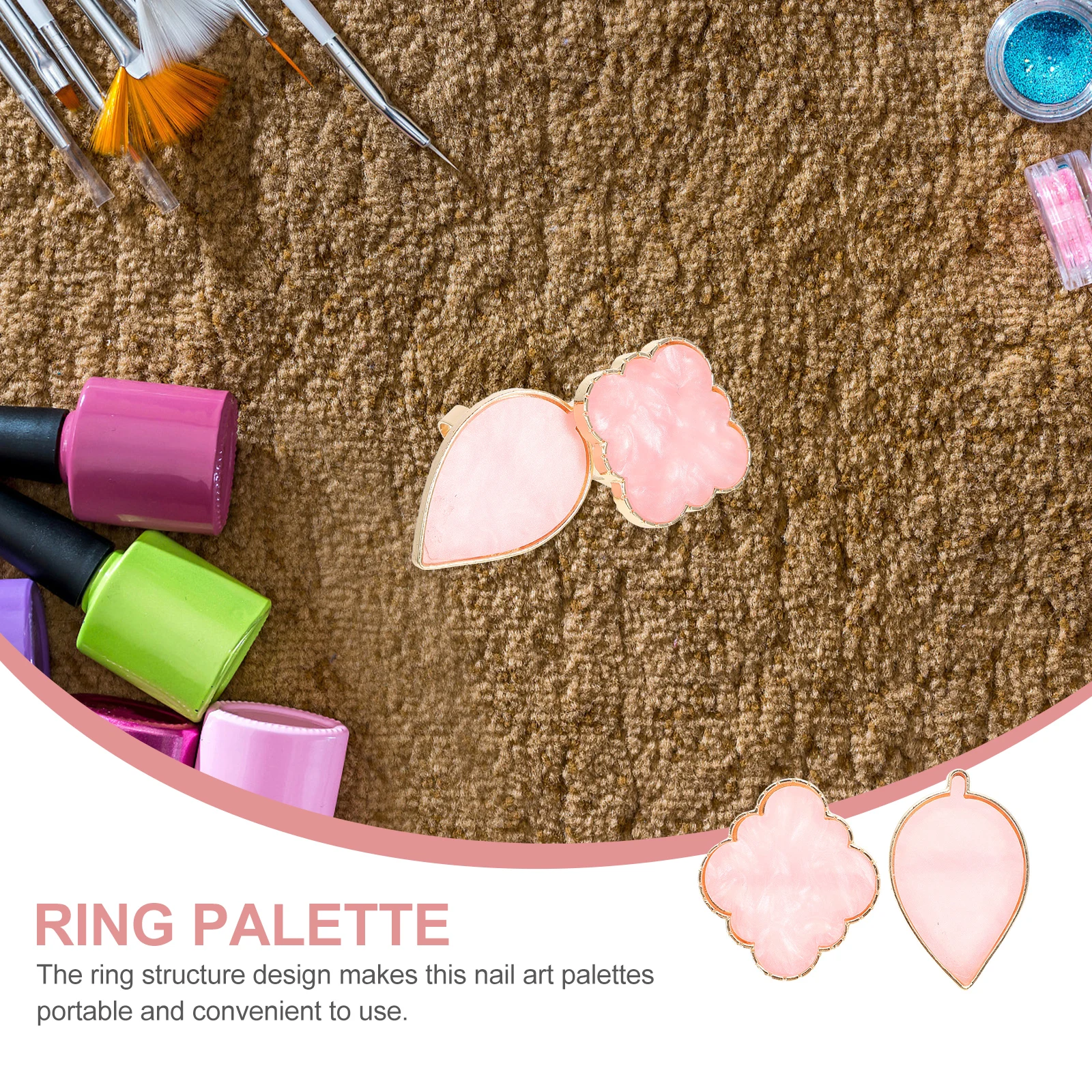 

20pcs Resin Nail Art Ring For Manicure Salon Color Mixing Durable Easy Clean Portable Adjustable Size Nail Art Pallet