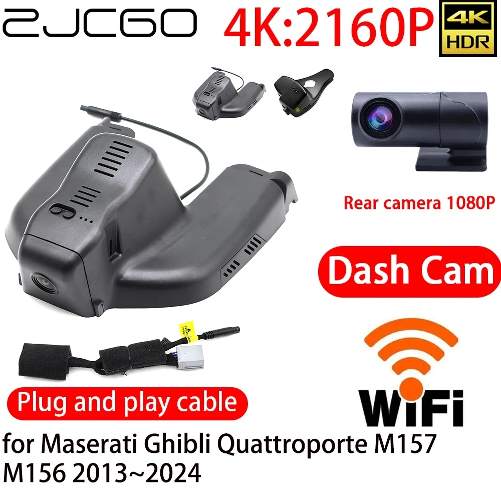 ZJCGO 4K DVR Dash Cam Wifi Front Rear Camera 24h Monitor for Maserati Ghibli Quattroporte M157 M156 2013~2024