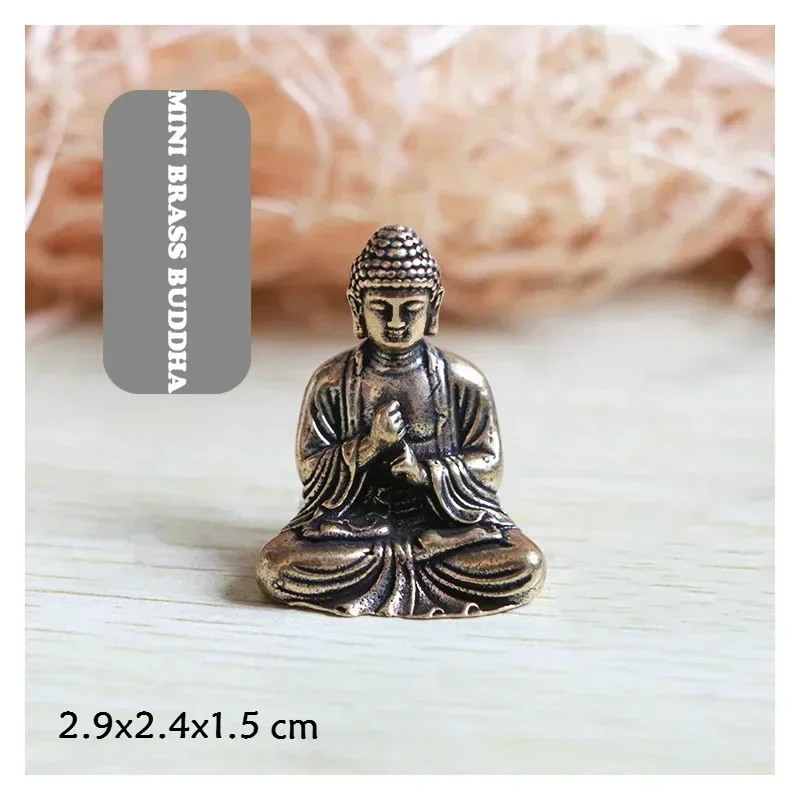 Small  Craft Mini Portable Vintage Brass Buddha  Pocket Sitting Buddha Figure Sculpture Office Desk Decor Ornament