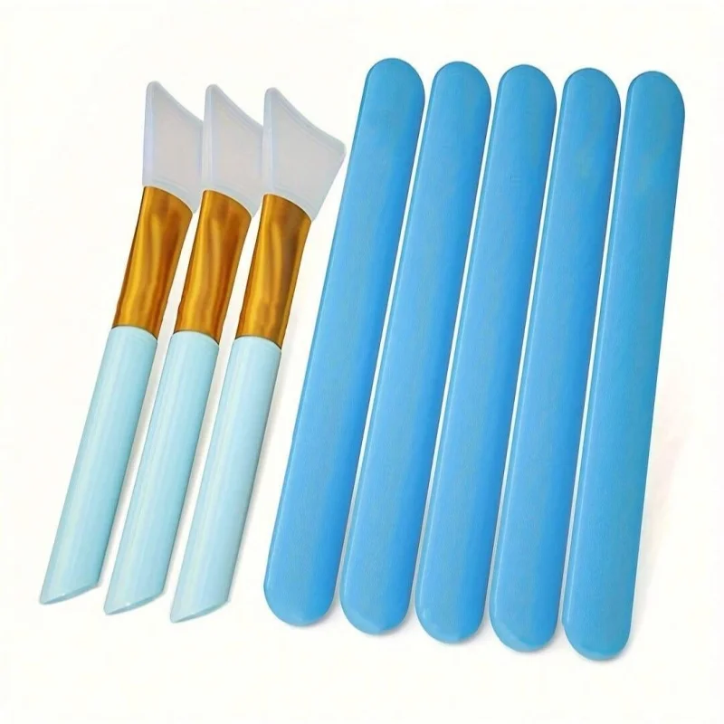 

5 Silicone Mixing Rods/3 Silicone Brushes Reusable Tools for Mixing Epoxy Resin Liquids Paints Making Flash Roller Processes