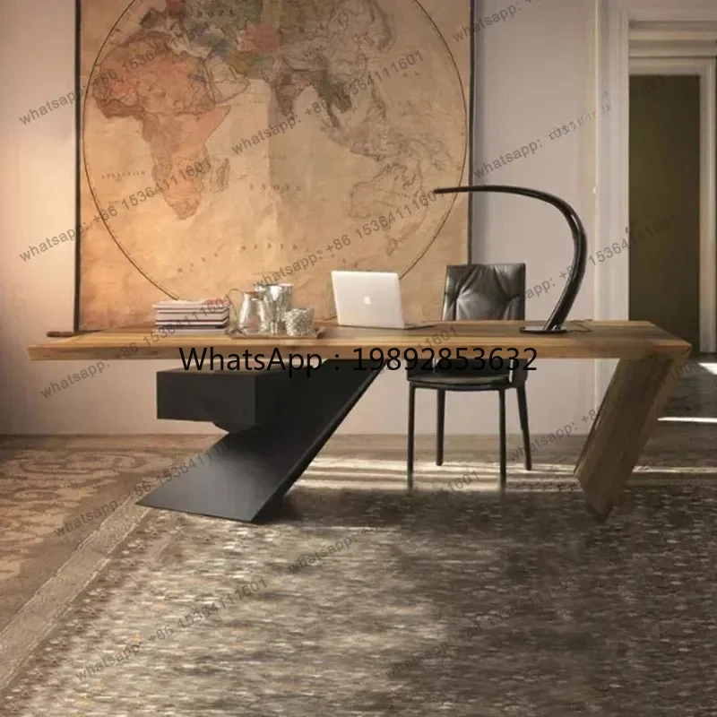 W2 Asthetic Designer Wood Desk Manager Writing Computer Modern Executive Table Office Conference Mesa