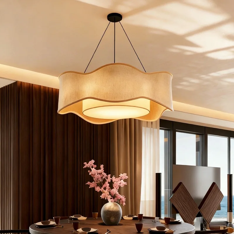 Japanese Wabi Sabi Style Pendant Light Retro Fabric Art Suspension Luminaires Homestay Tea Room Hotel Private Room Living Room
