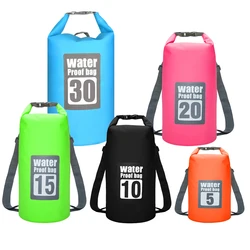 5L/10L/15L/20L/30L PVC Waterproof Dry Bag Outdoor Diving Foldable Storage Beach Swimming Bag Rafting River Ocean Backpack