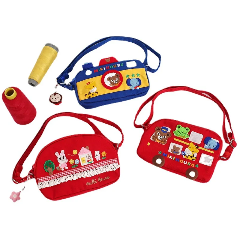 Zaini per bambini cartone animato giapponese simpatico coniglietto orso fotocamera Bus ricamo borsa a tracolla borse di tela zaino per bambini