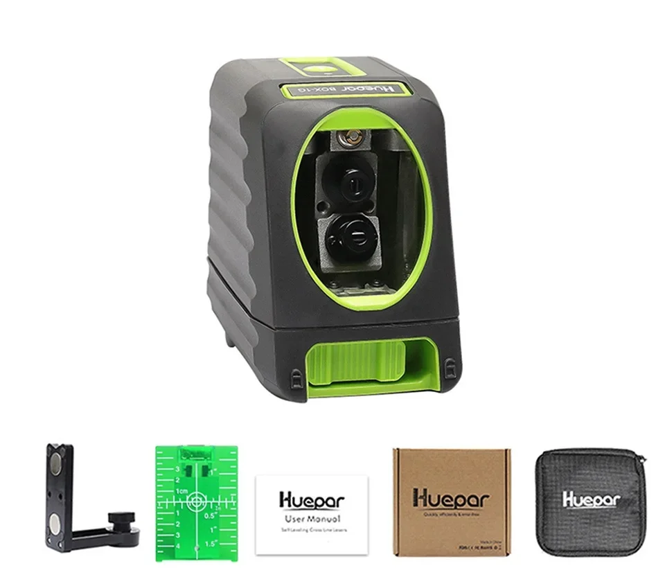 Huepar High Visibility Box-1G Selectable Laser Line, Outdoor Self-leveling Lasers Green Beam Cross Line Laser Level