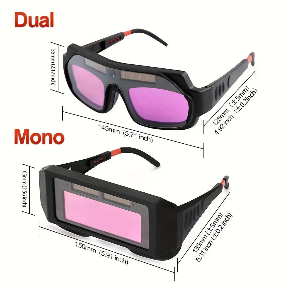 Gafas de soldadura con oscurecimiento automático, lentes de soldadura con 5 piezas de película protectora, con energía Solar, 1 Juego