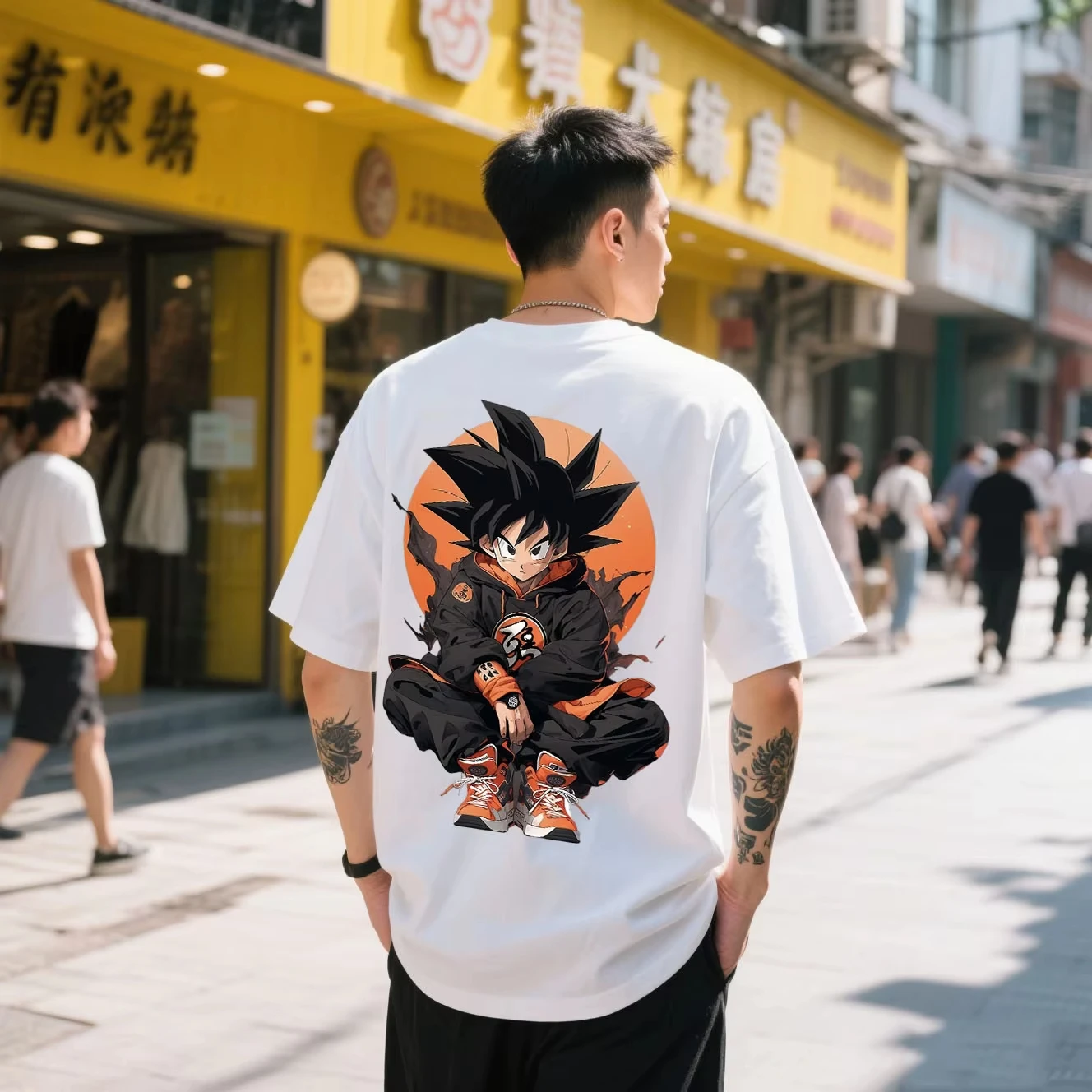 

Summer T-shirt Son Goku Dragon Ball Harajuku Anime Men Cotton Oversized Fitness Vintage Street Ladies Casual Loose Short Sleeves