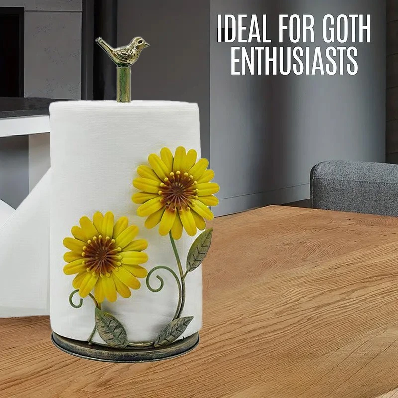 

​​​​​​​Vintage Floral Iron Kitchen Paper Holder Retro Style Bathroom Cafe Tabletop Roll Versatile Dispenser for Home Villa