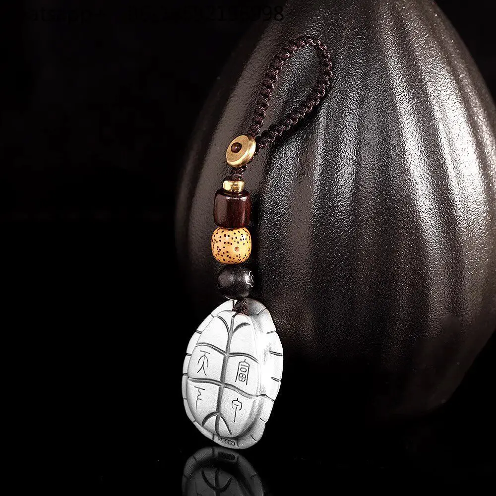 S999 Pure Silver Rich Jiaxia Car Keychain Pendant Men's and Women's Exquisite Pendant Pendant Turtle Shell