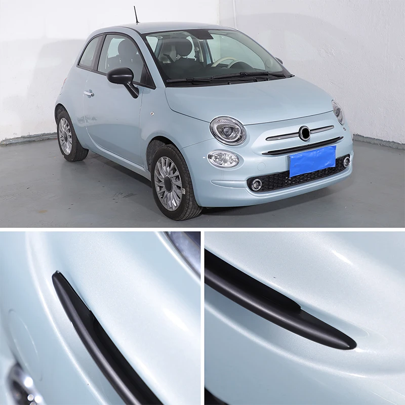 ABS Matte Black Car Front Bumper Grille Trim Grill Decoration Strip Covers For Fiat 500 2016-2024 Exterior Accessories