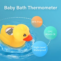 Swimming Pool Water Bath Thermometer, Cute Yellow Duck Floating Baby Bath Tool Hot Low Temperature Alarm Waterproof Kid Toy