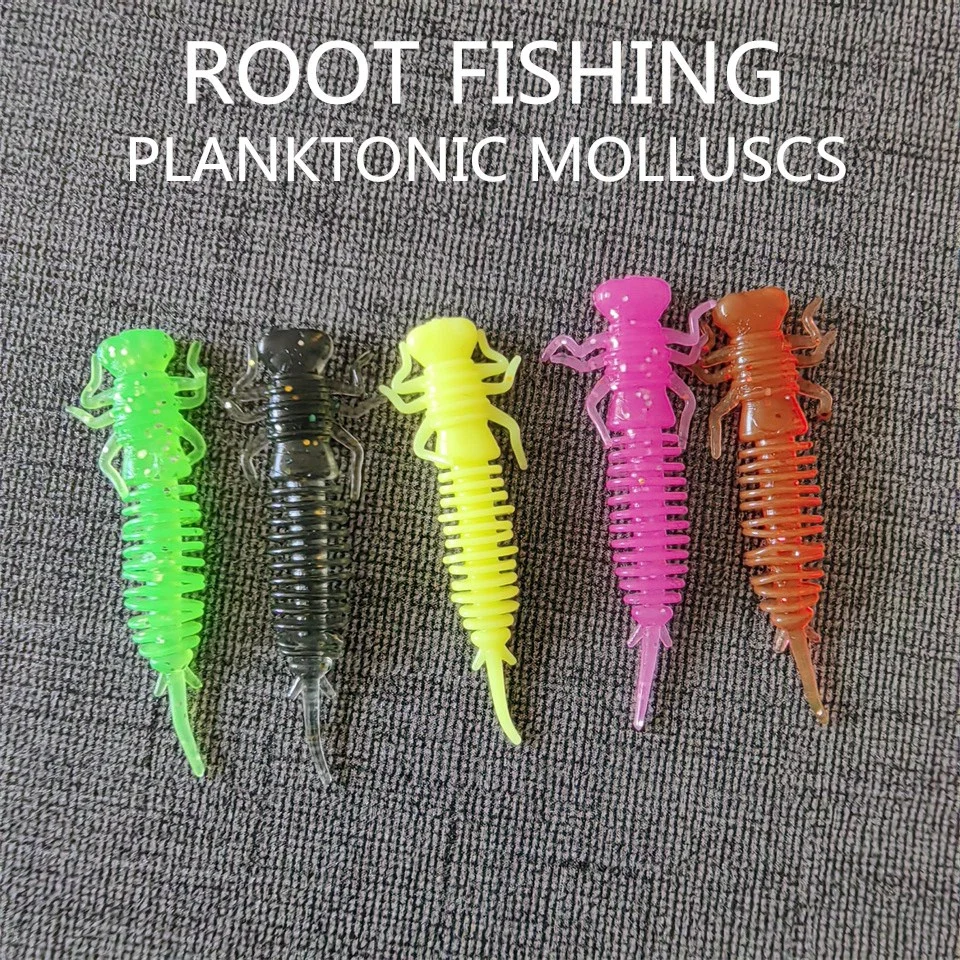 MUKUN 10PCS TPE Mini Soft Fishing Lures 0.4g/40mm Artificial Worm Silicone Bass Jigging Baits Bionic Bait Dragonfly Larva