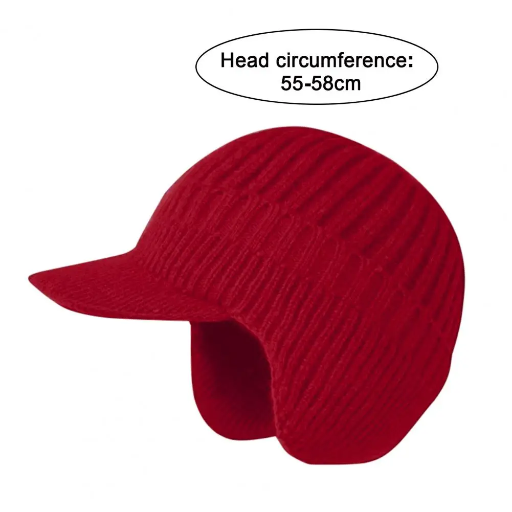 Men Winter Knitted Hat Outdoor Cycling Ear Protection Warmth Peaked Cap Casual Fashion Sunhat Grandpa Hats 55-58cm Windproof