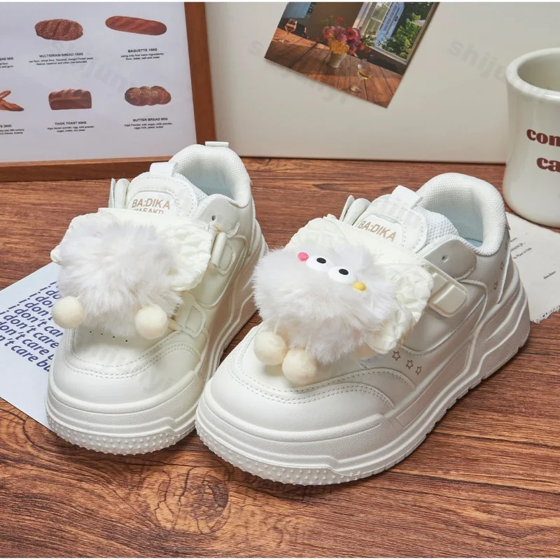 أحذية الفتيات مجلس 2025 ربيع الخريف موضة جديدة القوس عقدة الكرتون الراحة حذاء كاجوال لطيف في الهواء الطلق عدم الانزلاق لينة وحيد أحذية رياضية