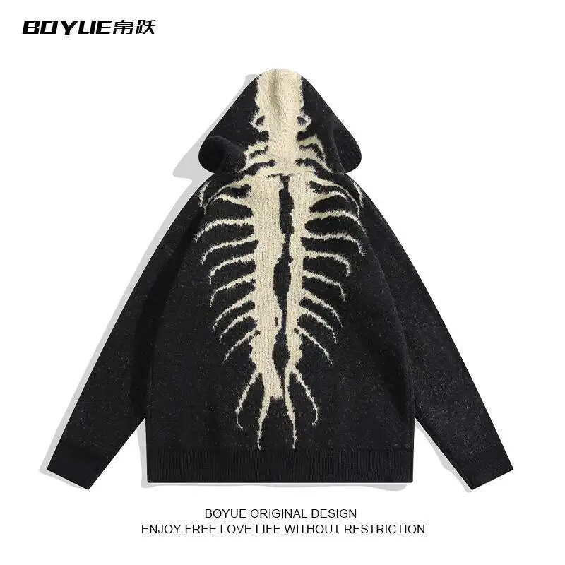 

Unique Dark Style SweaterTeenagers' Hip Hop Loose Hooded Knitwear Street Fashion