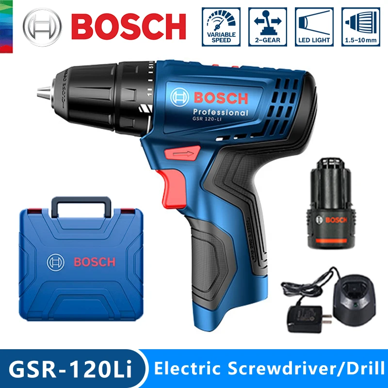 Bosch GSR 120 Li 12V Electric Drill Rechargeable Cordless Screwdriver Power Tool Original Battery Set Or Vashdi Battery Set