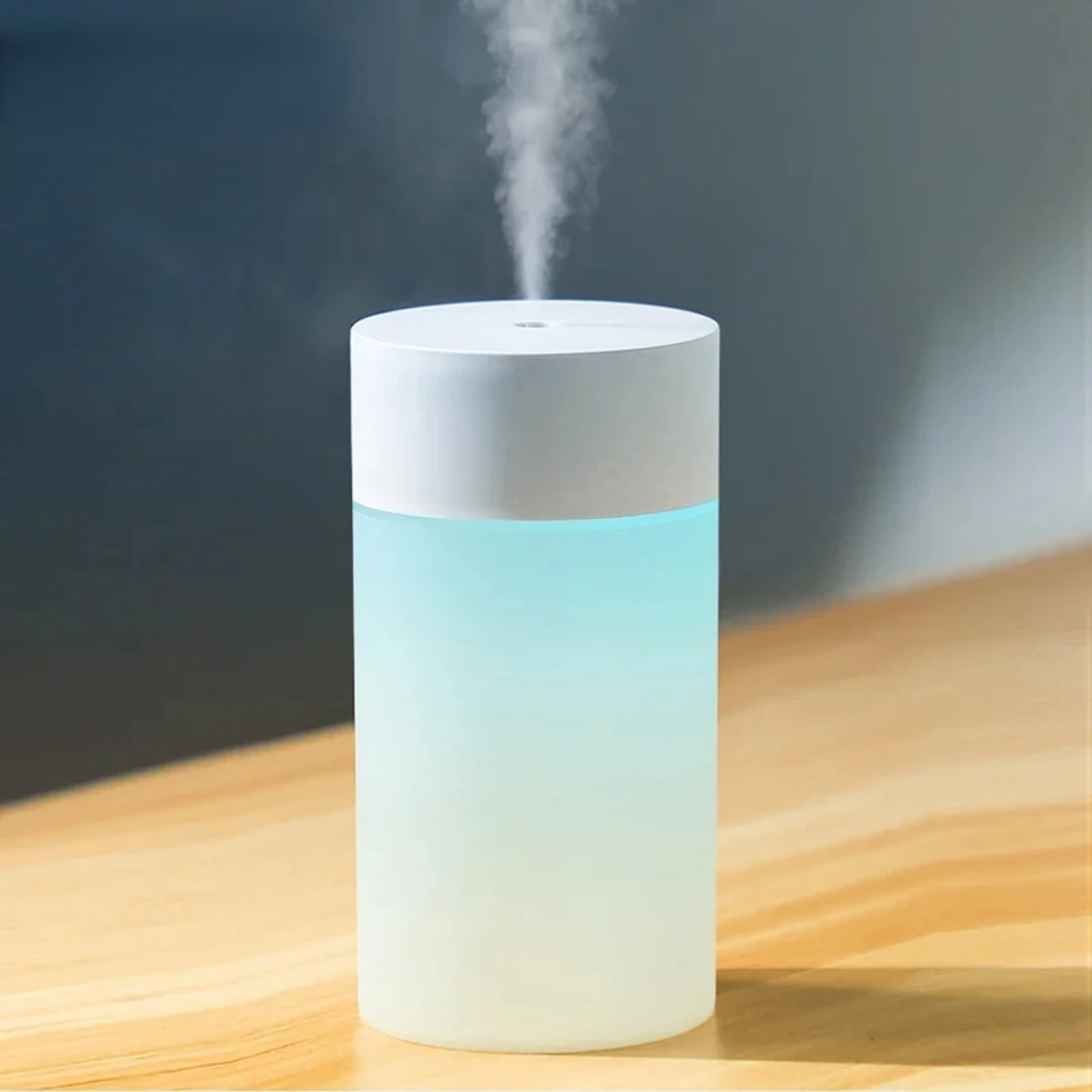 Efficient, Compact, Portable Ultrasonic USB Air Humidifier with LED Light - Essential Oil Diffuser - Mini 260ml Mist Maker and A