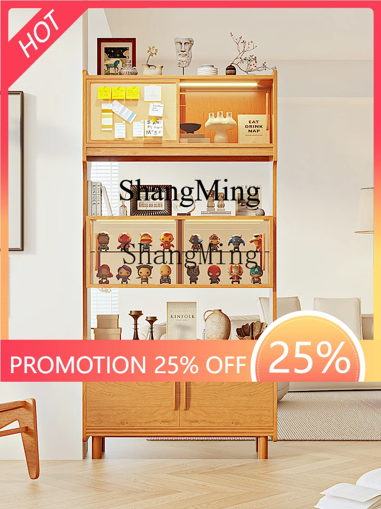 

ZYY solid wood porch cabinet double-sided living cherry wood bookcase display foyer cabinet