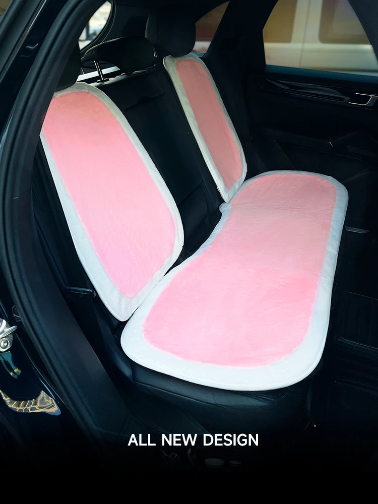 Plush pink white contrast  Car Seat Cover 2023 New Car Cushion Winter Short Plush Seat Cushion Seat Cover