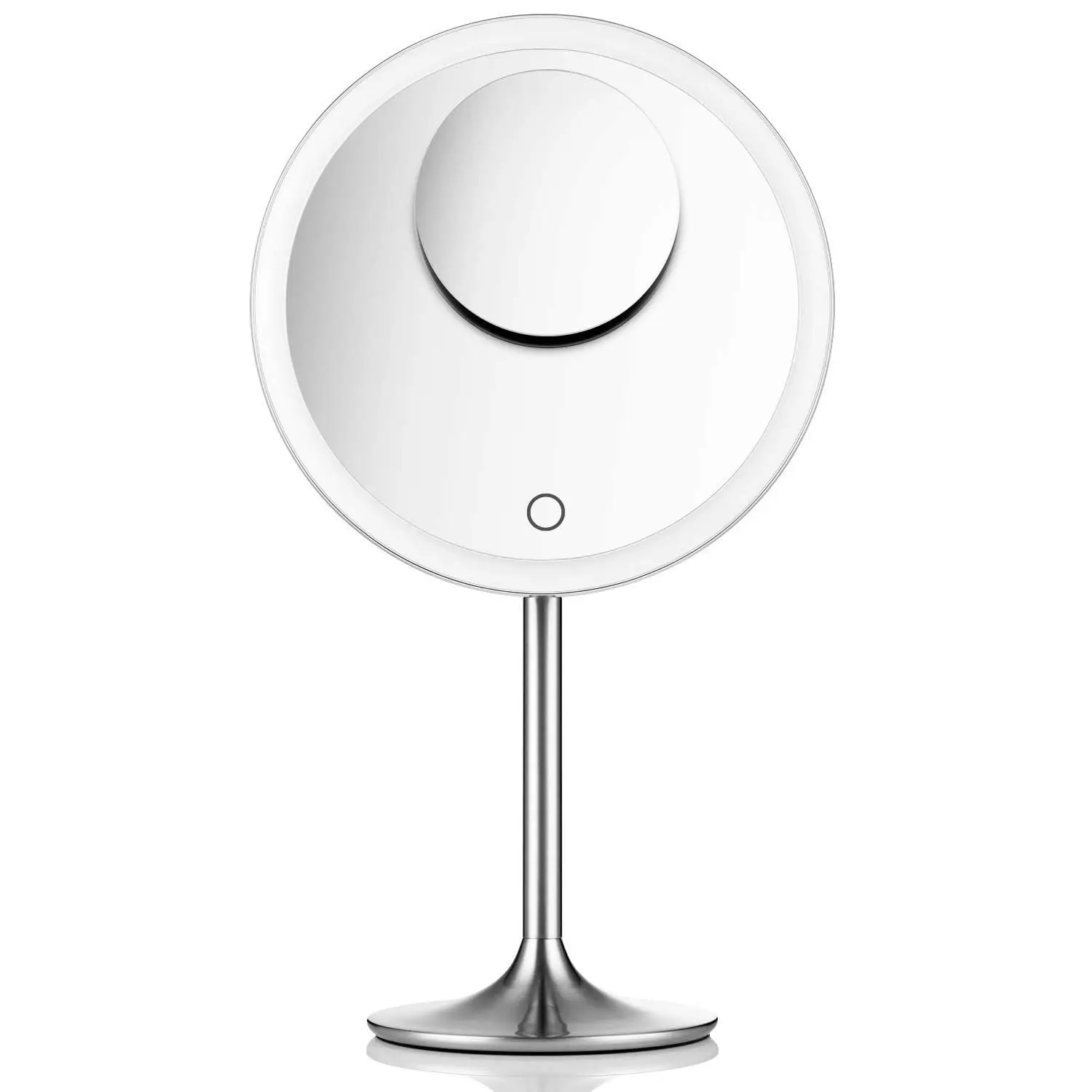 

9-дюймовое косметическое зеркало с подсветкой, 5-кратное и 10-кратное увеличение, магнитный дизайн, перезаряжаемое и беспроводное.