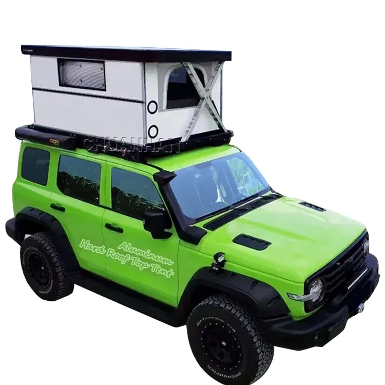

Car Roof Top Tent Travelling Foldable Car Camping Aluminum Hard Shell Roof Top Tent for jeep Gladiator