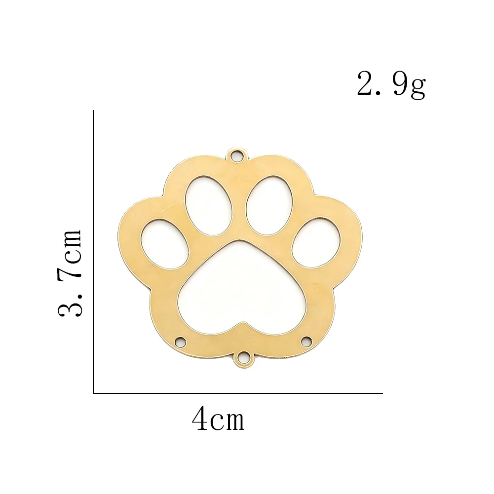 Kitten Silhouette Cat Dog Paw Print Copper Sheet Ornament Openwork Heart Shaped Animal Pendant Holiday Party Decor Accessory