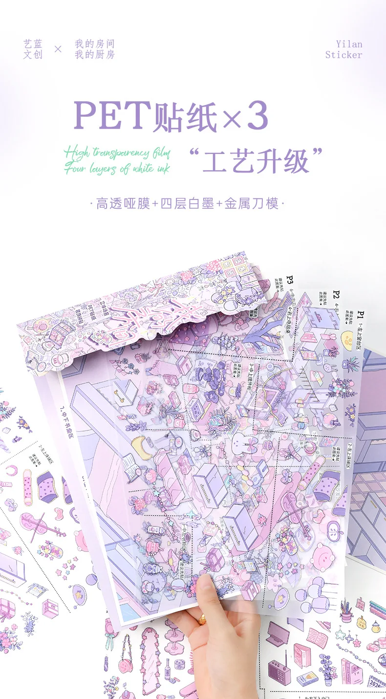 Kawaii Mein Zimmer 3D Meine Küche Landschafts-Aufkleber DIY Taschenhütten-Szene Festivalgeschenk – Detail 8