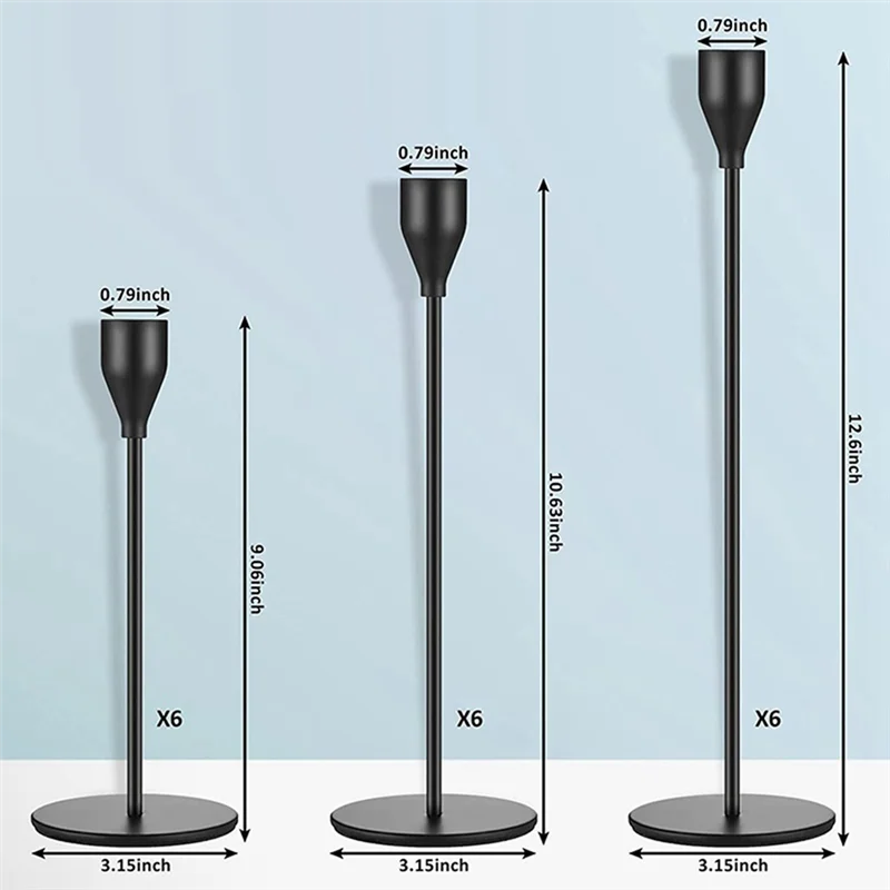 ABBN-Taper Tempat Lilin Tempat Lilin Tinggi, Set Tempat Lilin Panjang Logam, Tempat Lilin Dekoratif Pilar Mudah Dipasang