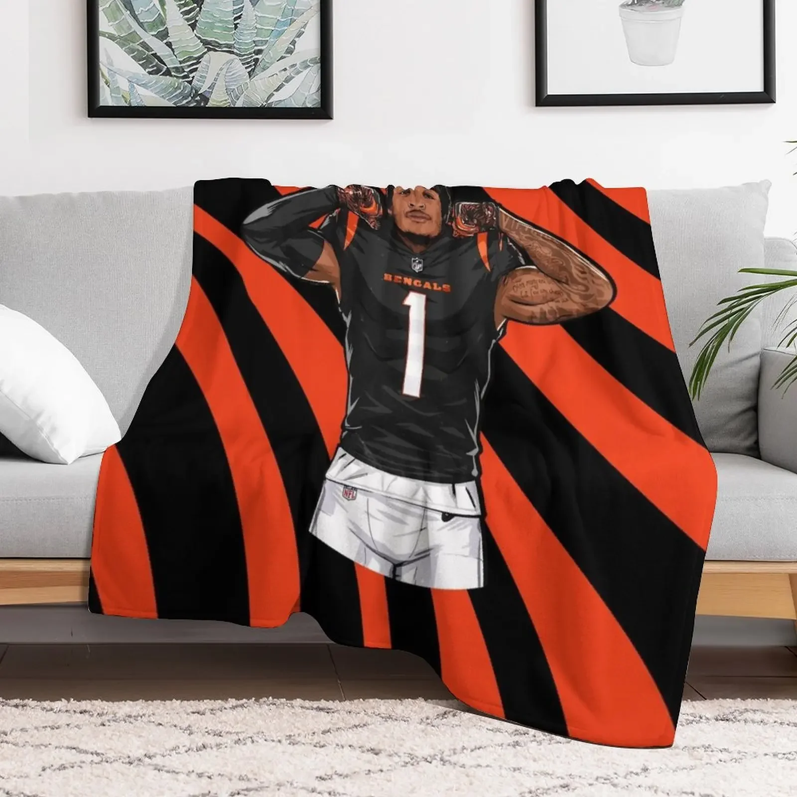 Ja'Marr Chase Throw Blanket Outdoor Soft Blanket for Picnic Beach Camping