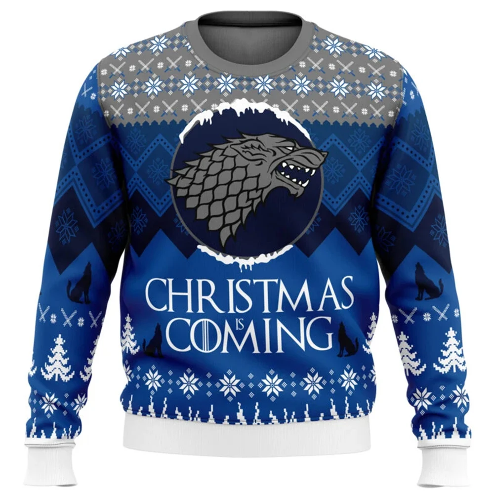 Game of Thrones Ugly Christmas Sweater Men Women Pullover Round Neck Long Sleeve Top Christmas Clothing 2025 New Sweatshirt