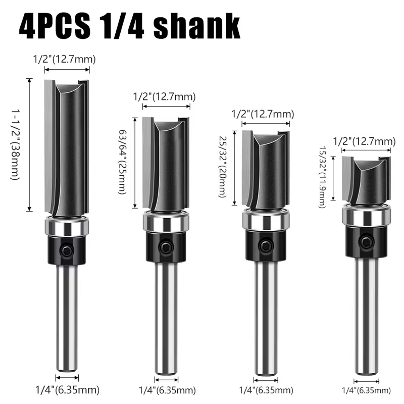 1pc 6mm 1/4"Shank Bearing Straight Router Bit Copy Trimming Cutter Line Cutter Trimming Machine Milling Cutter Woodworking Tools - Image 13