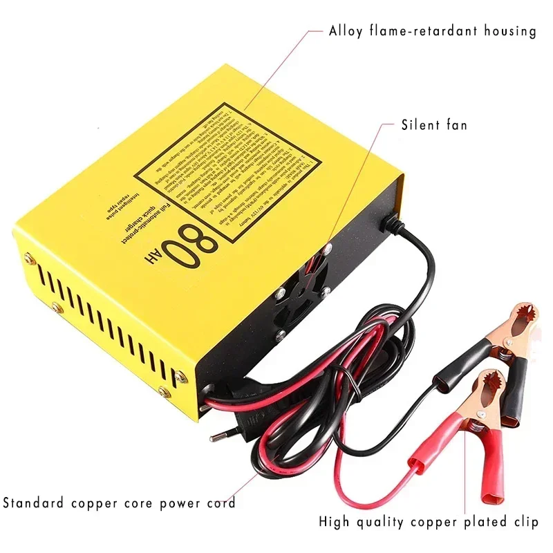 6V12V Battery Charger Automotive Smart Car Battery Charger and Trickle Maintainer Fully Automatic with Cable Clamps