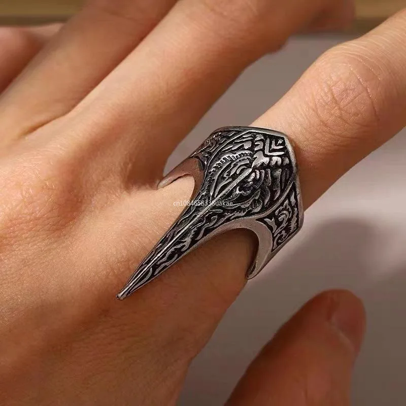 Trendy Retro Flame Totem Armor Ring Charm Men\'s Opening Ring Fashion Hip-Hop Punk Accessories Jewelry Party Gifts Rings for Men