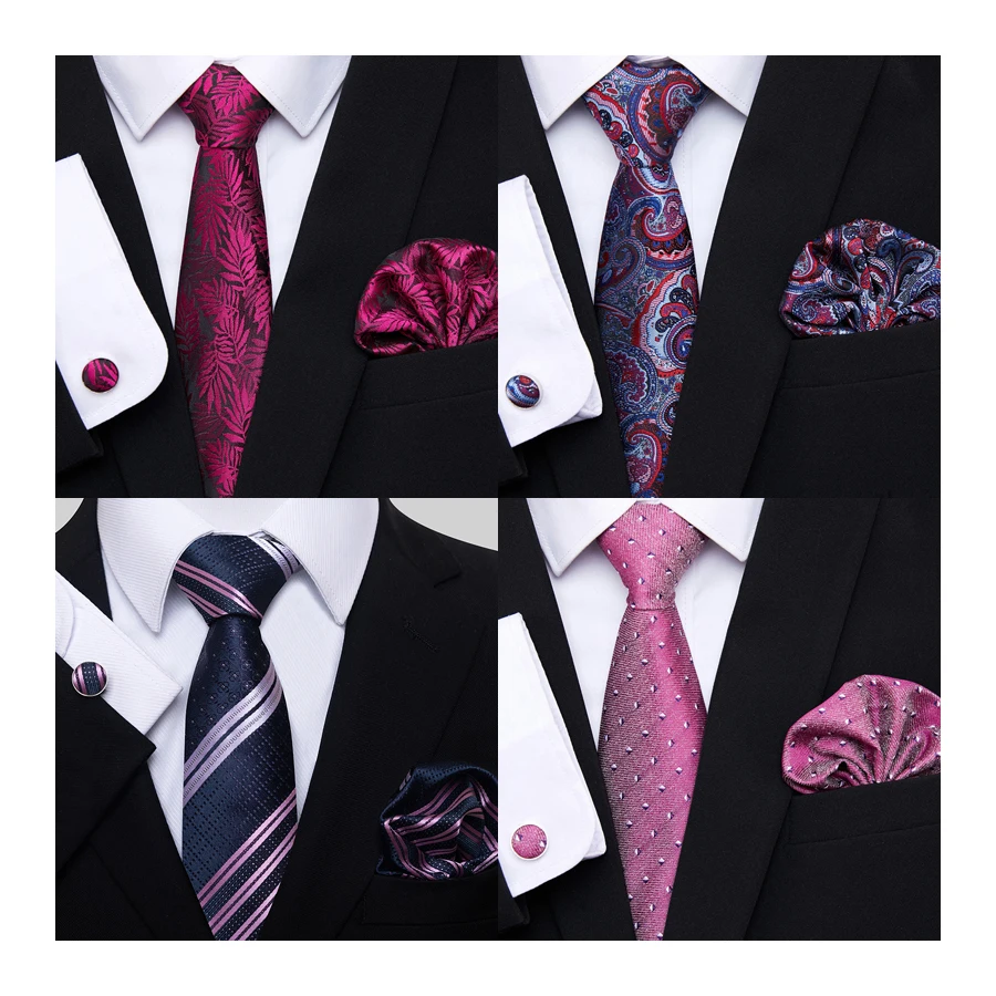 2023 New Style Mix Colors Silk Wedding Gift Tie Pocket Squares Set Necktie  Men Suit Accessories Blue Plaid Fit Holiday