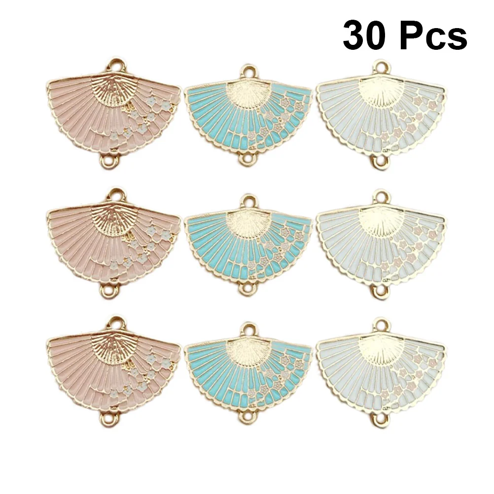 

30pcs Folding Fan Pendants Cartoon Jewelry Pendants DIY Craft Pendants Keyring Hanging Ornaments Mixed Color