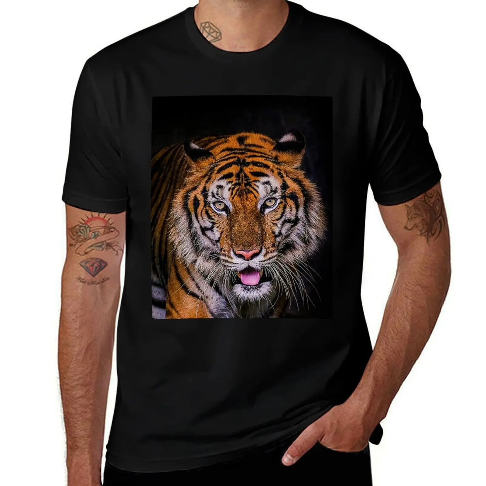 Tiger, Shadow Tiger, Beautiful Bengal Tiger T-Shirt Work Wear Short Sleeve T-Shirt